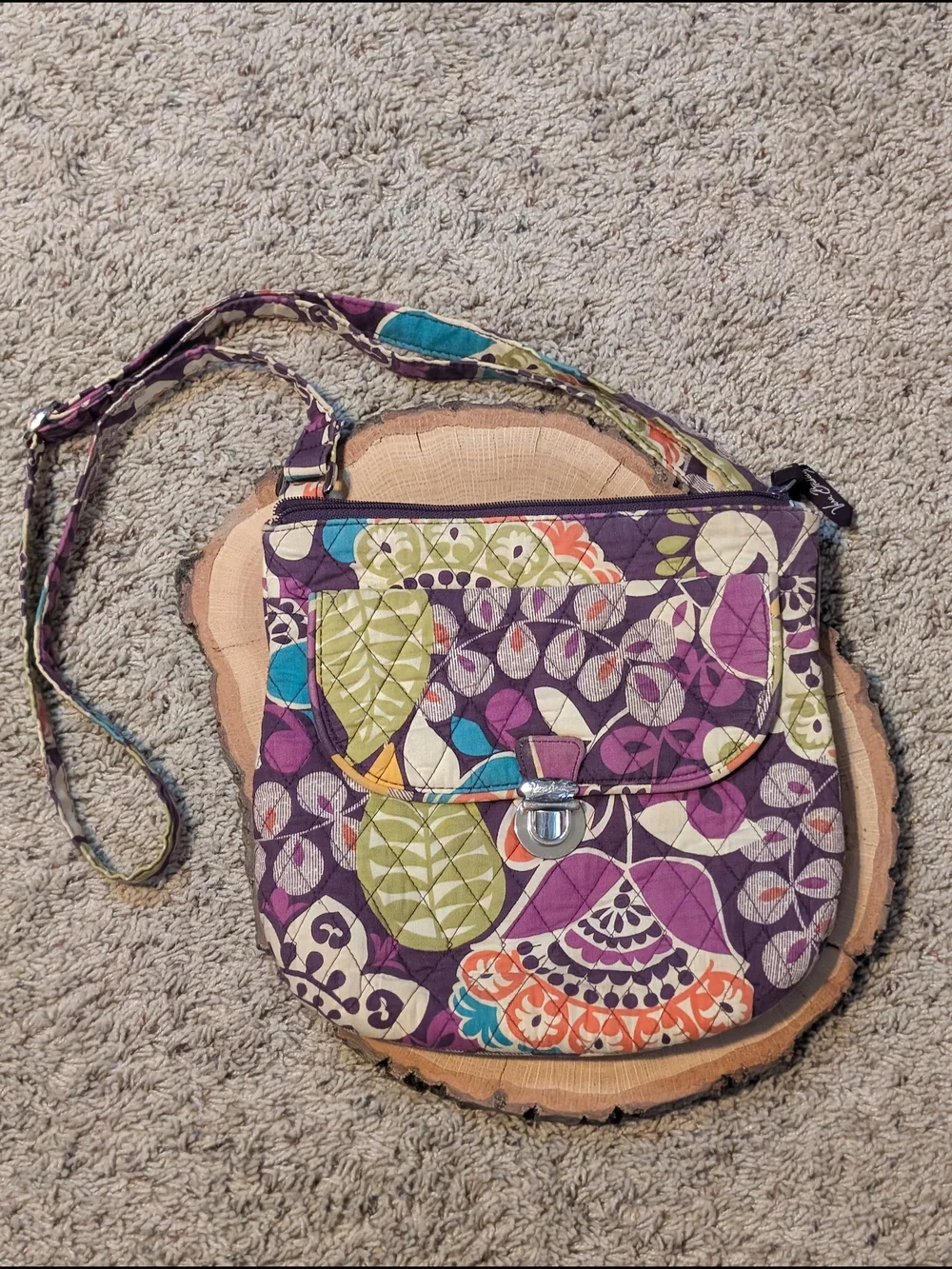 Vera Bradley Purple Quilted Floral Crossbody with Multicolor Accents